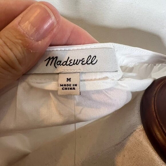 Madewell $138 Tie-Waist Button-Front Midi Dress in Poplin White Size M NS132 - Picture 6 of 8